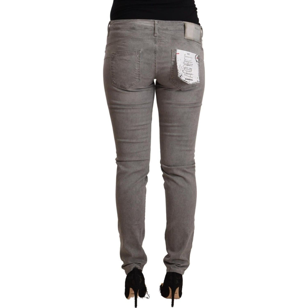 Acht Gray Cotton Low Waist Skinny Push Up Denim Jeans
