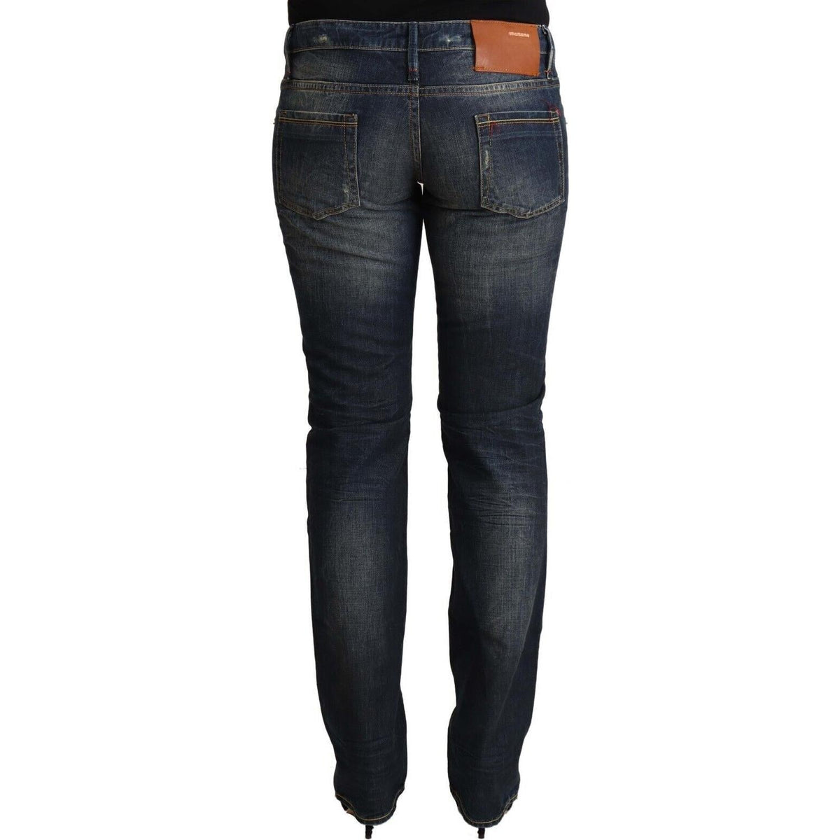 Acht Blue Washed Cotton Low Waist Skinny Denim Jeans