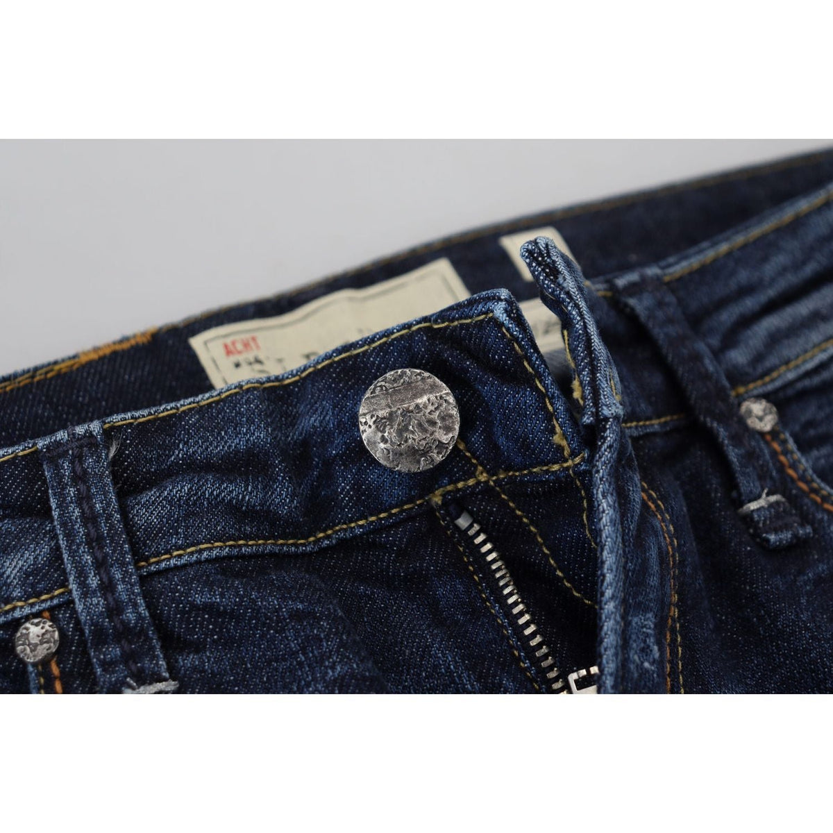Acht Blue Washed Cotton Low Waist Women Casual Jeans