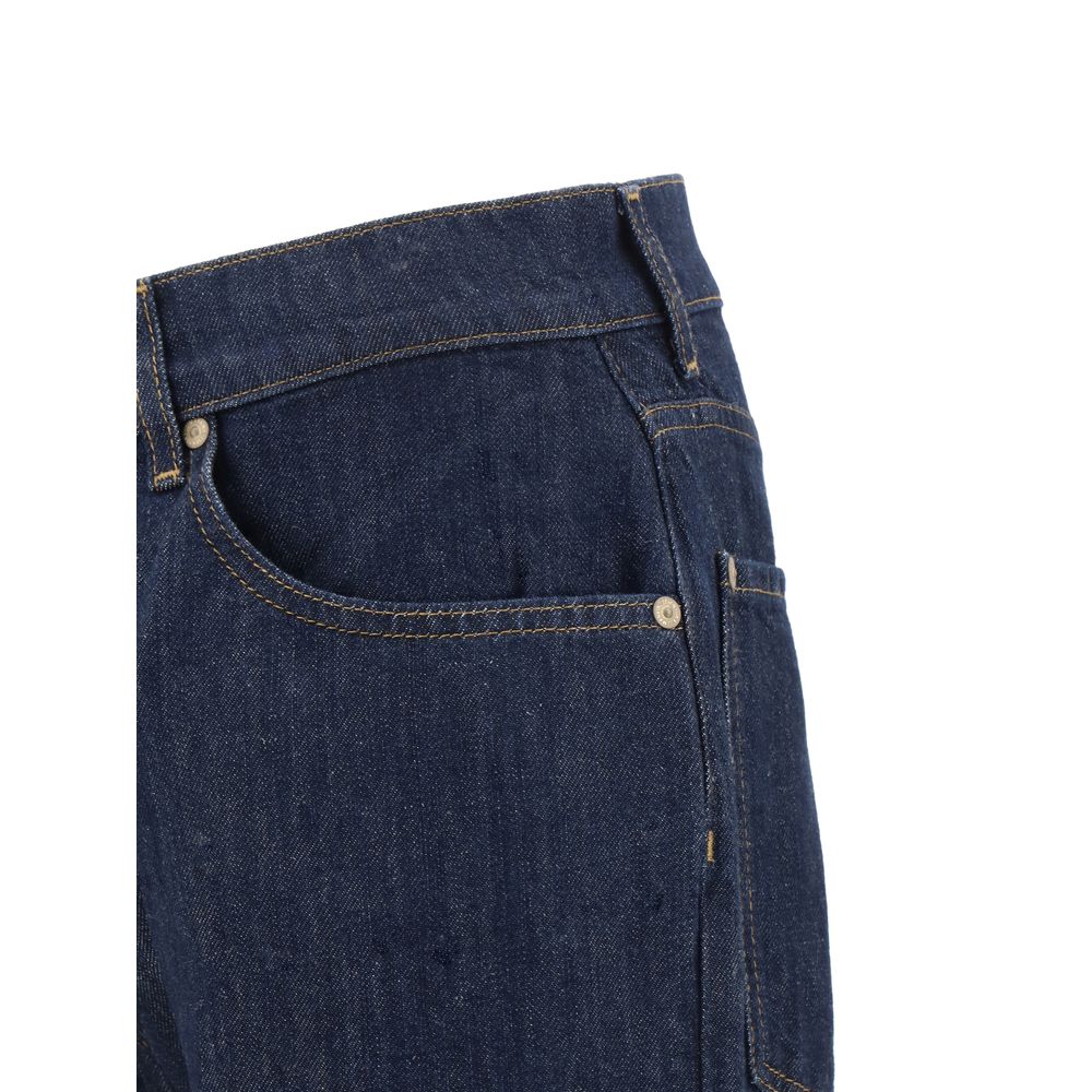 7FOR Blue Cotton Straight-Leg Jeans