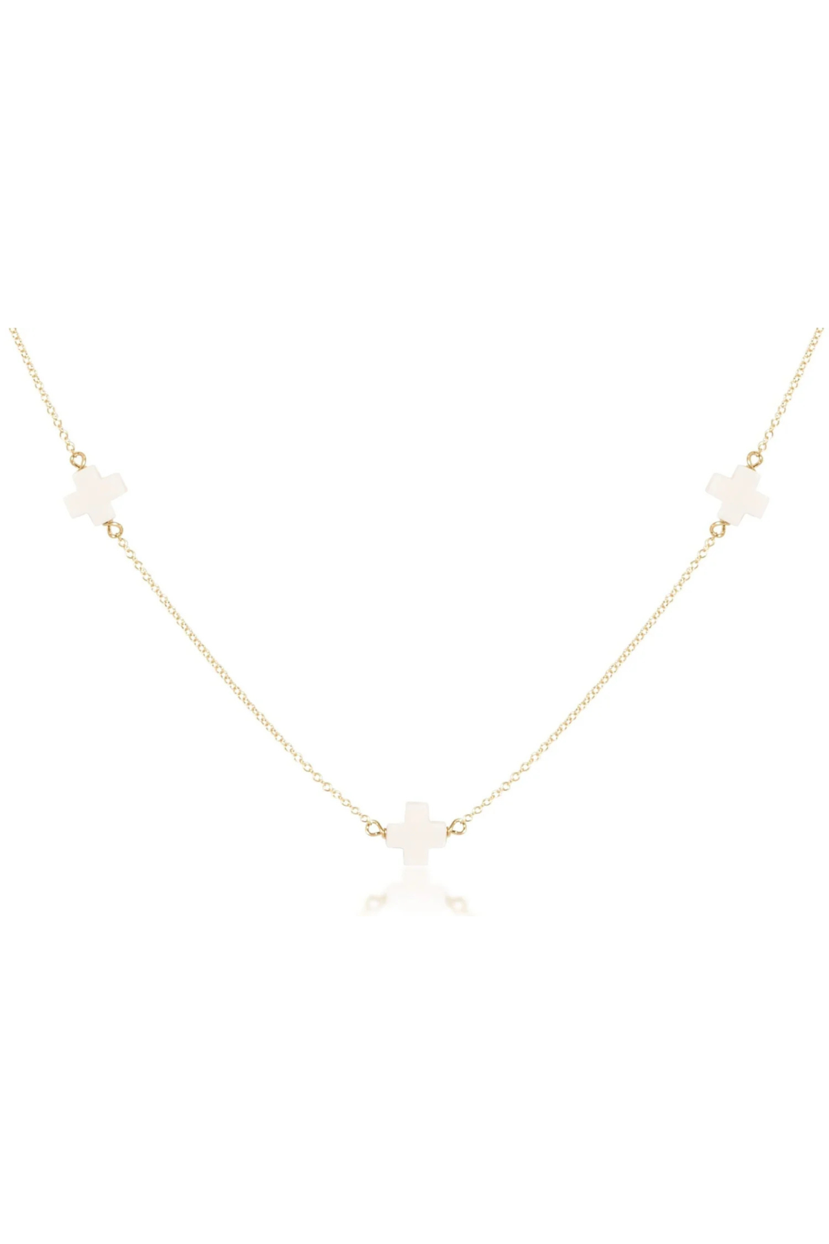 17” Choker Simplicity Chain Gold - Signature Cross Off - White