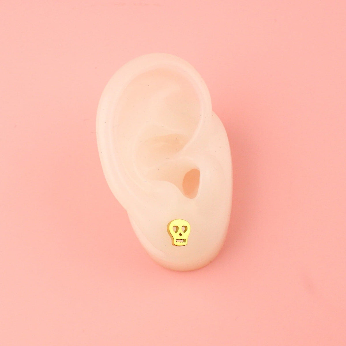 Skull Stud Earrings (Gold Plated)