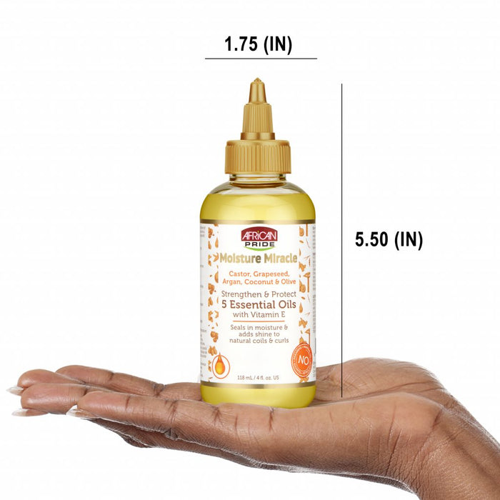 African Pride Moisture Miracle Castor, Grapeseed, Argan, Coconut & Olive 5 Essential Oils 4oz