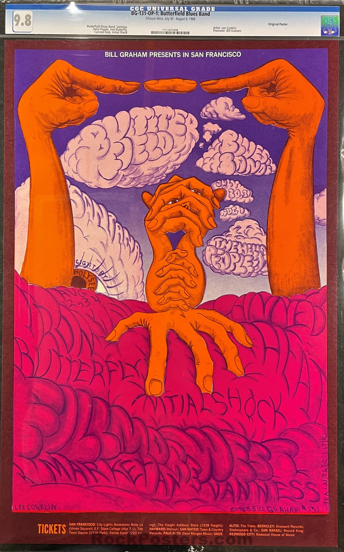 AUCTION - BG-131 - Butterfield Blues Band - 1968 Poster - Fillmore Auditorium - CGC Graded 9.8