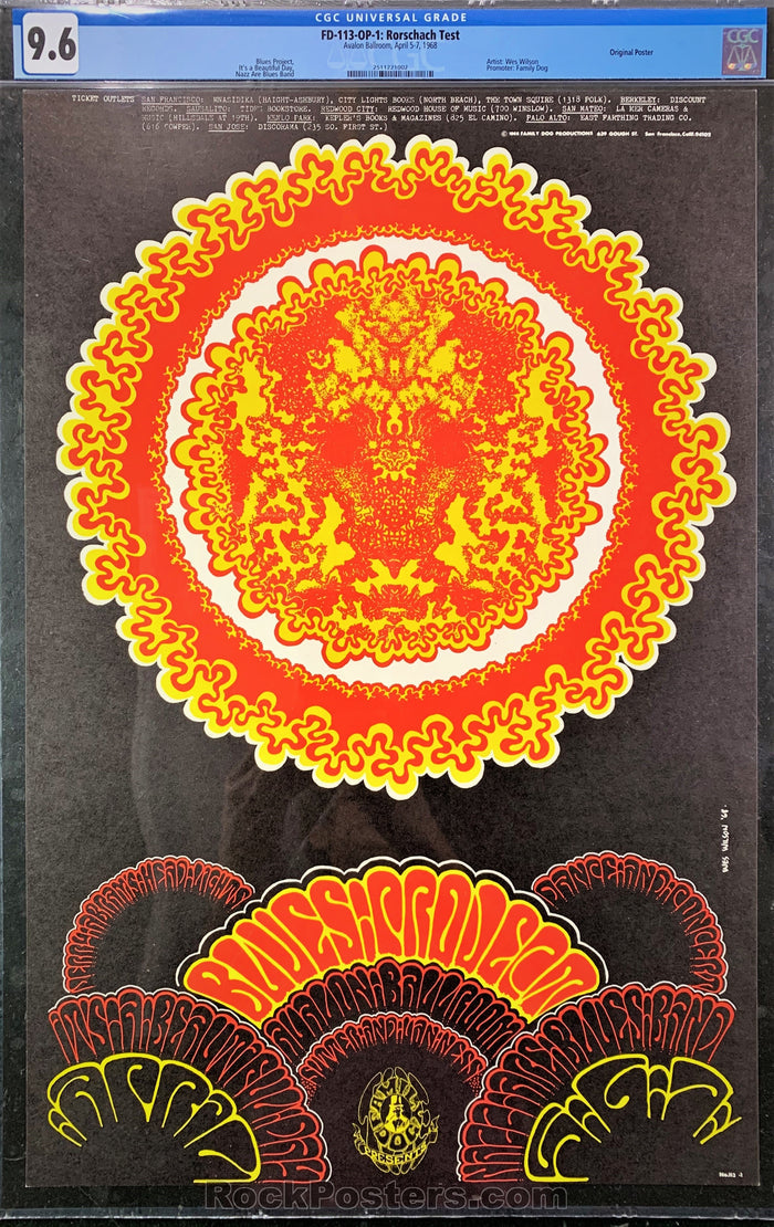 AUCTION - FD-113 - Blues Project Poster - 1968 Poster - Avalon Ballroom - CGC Graded 9.6