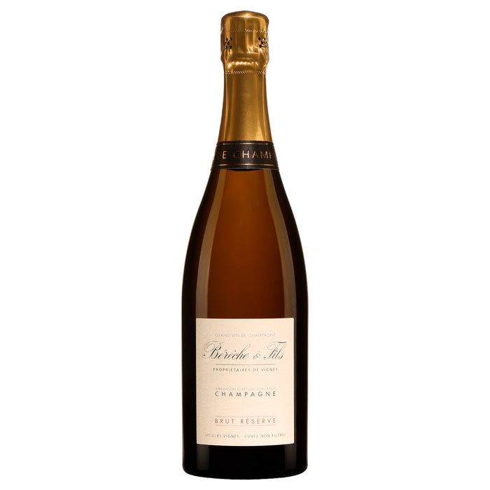 Bereche champagne bottle with gold foil neck and Brut Reserve label