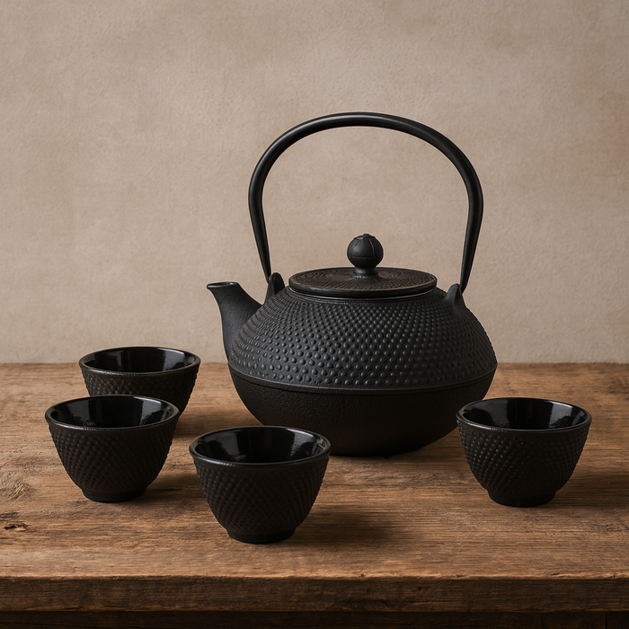 Black Hobnail Cast Iron Teacup