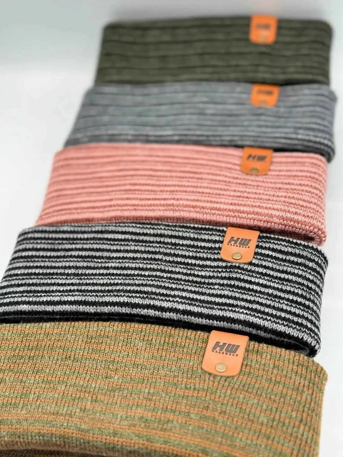 Classic Contrast Cuffed Beanie, Brown and Green
