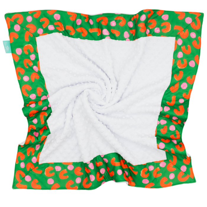 Emerald French Dots with White Minky Baby Blankie