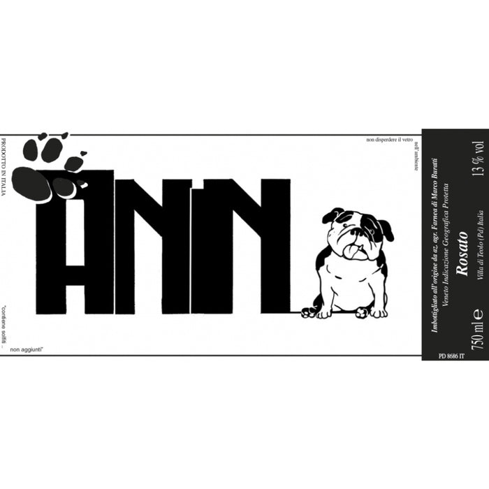 Rosato 2022 wine label with dog graphic and large 'HNN' lettering