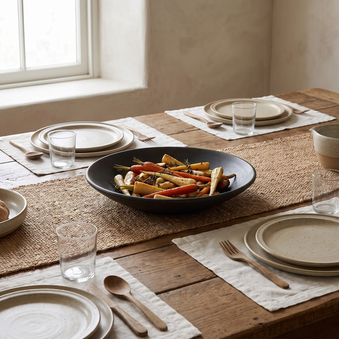 Hazel Brown Terracotta Dish, styled at home