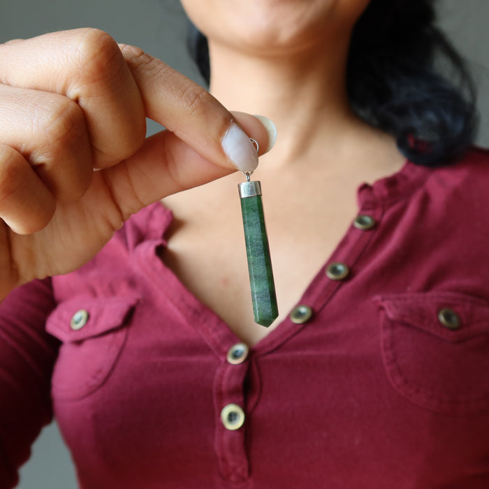 jade faceted point pendant