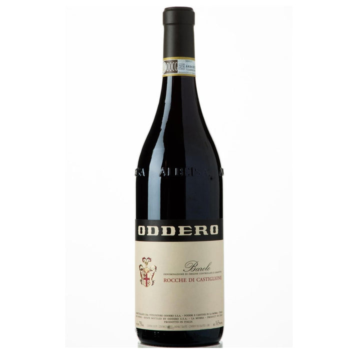 Barolo wine bottle with dark glass and beige label