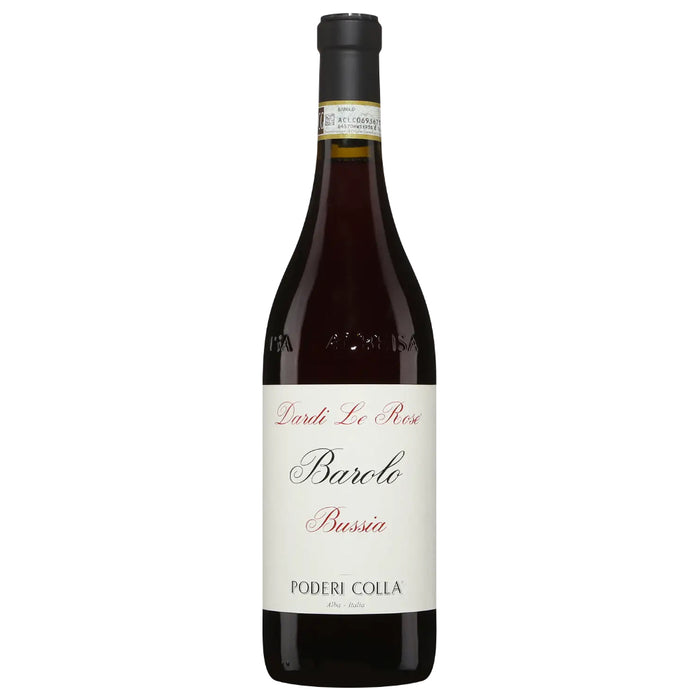 Barolo wine bottle with cream label and dark glass, Poderi Colla Dardi Le Rose