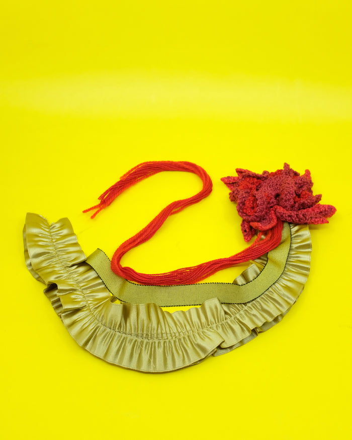Red & Lilac Green Crying Flower Rosette Brooch | Edward Cuming | DEPARTAMENTO