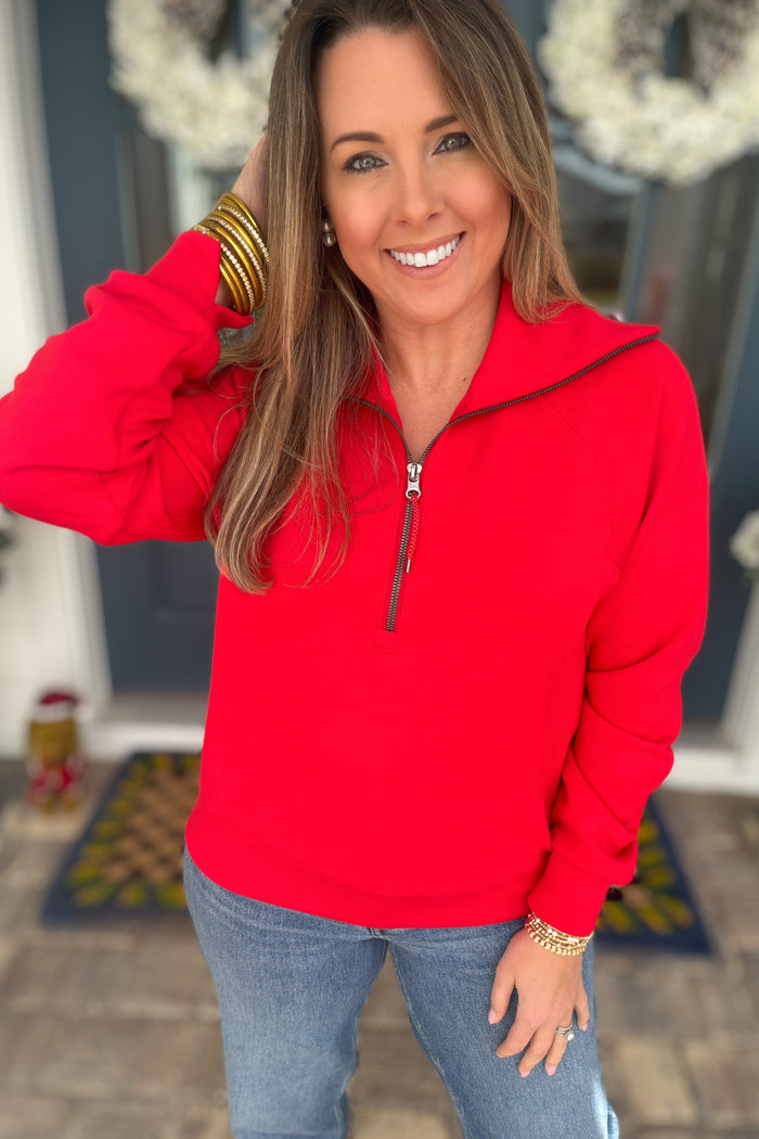 SPANX: AirEssentials Half Zip - Red - B Social Boutique