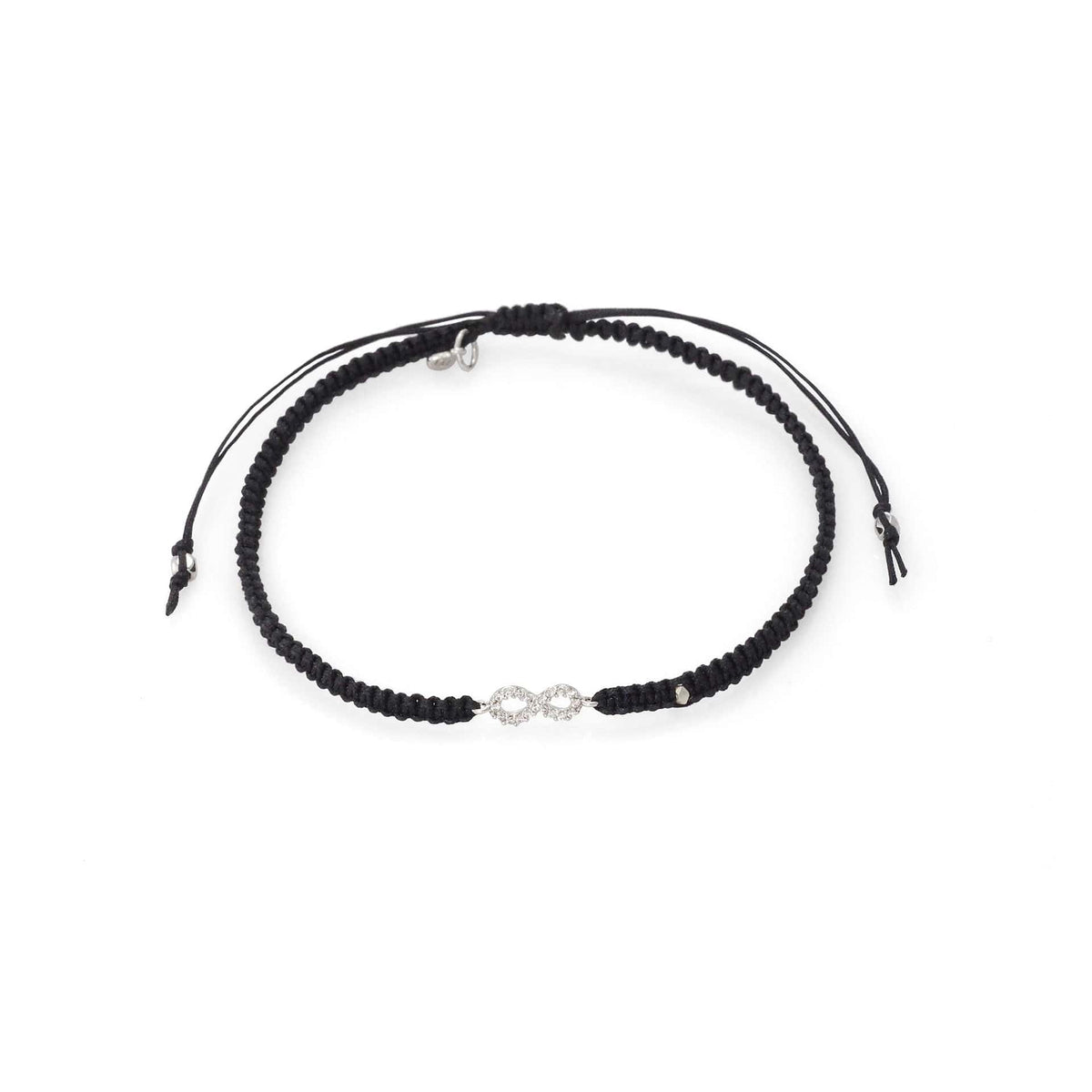 Braided Silk Cord Bracelet With Mini Infinity