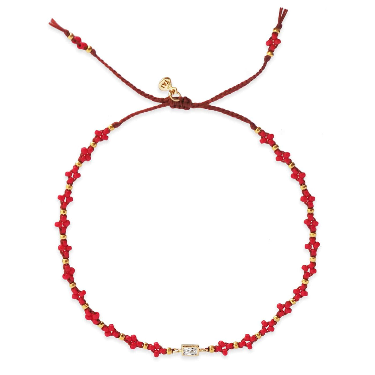 Red Japanese Bead & CZ Bracelet
