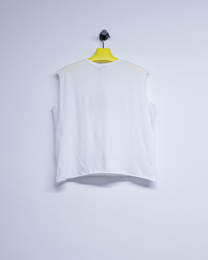White Cotton Only You Sleeveless Raw Tee | Second/Layer | DEPARTAMENTO