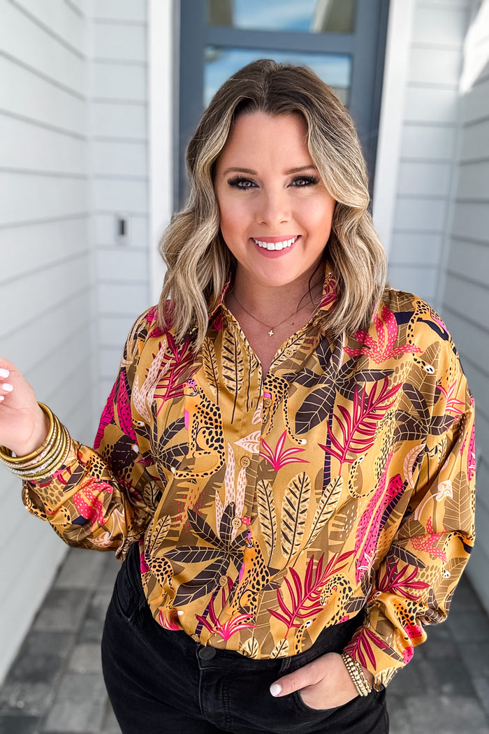 Wild Thing Button Down - Taupe - B Social Boutique