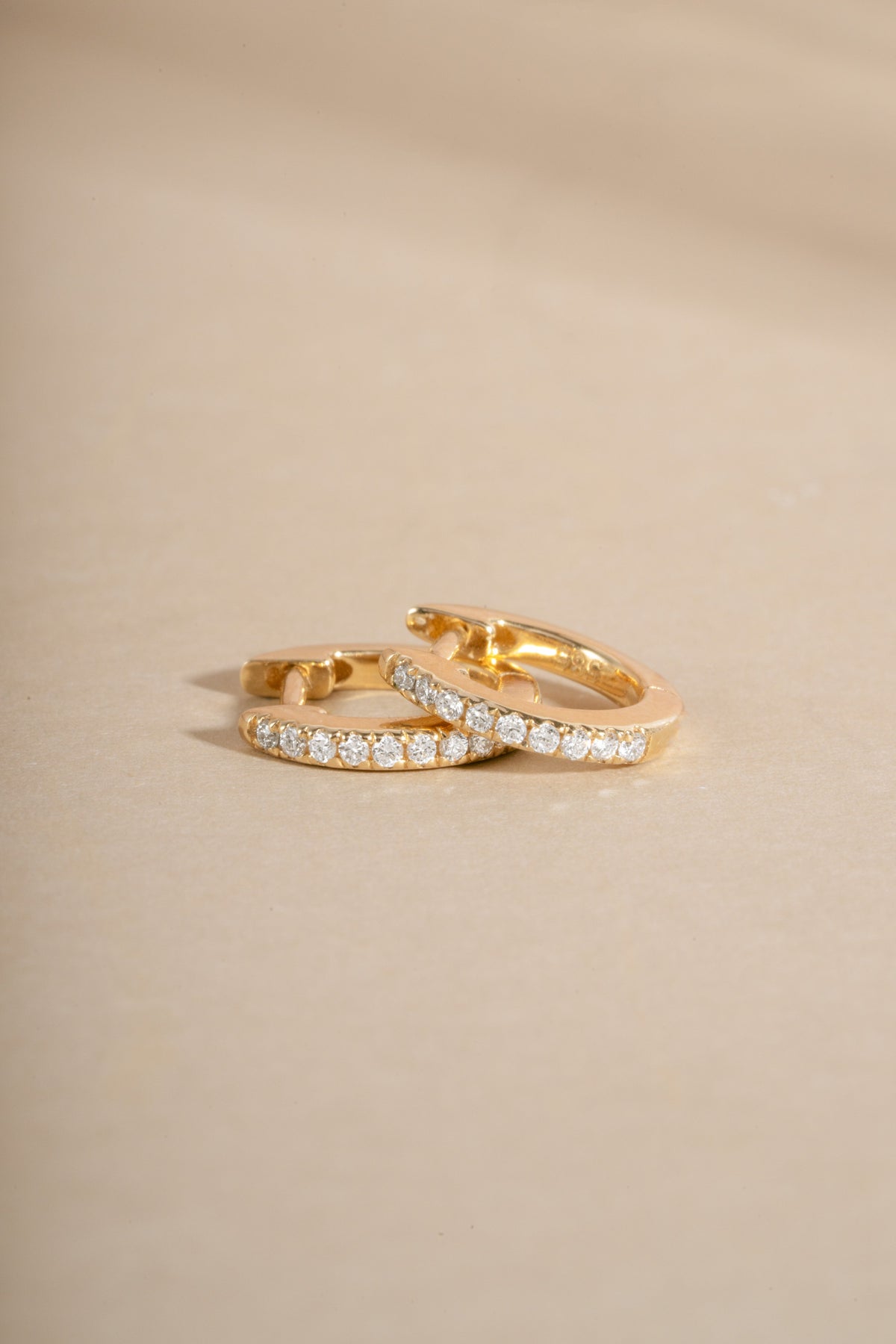 14K Solid Gold 8mm Pavé Lab Grown Diamond Huggies