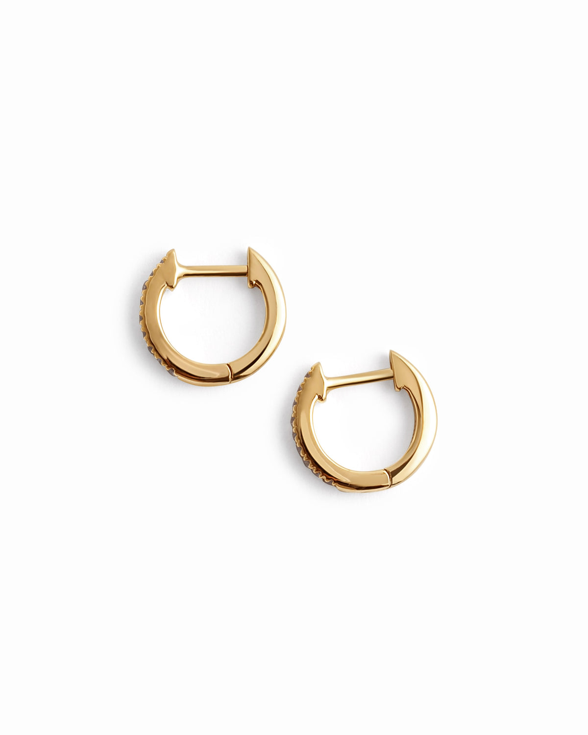 14K Solid Gold 8mm Pavé Lab Grown Diamond Huggies