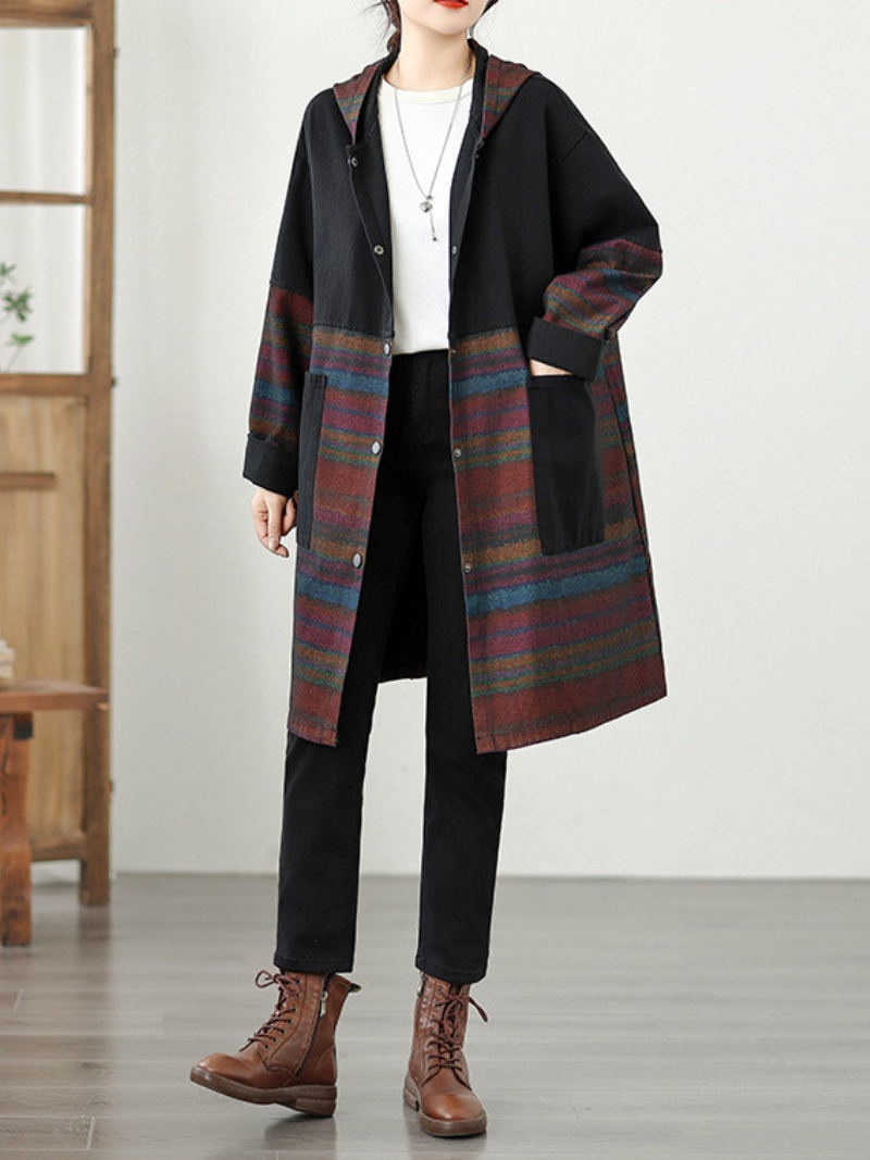 Vintage Floral Long Jacket – Loose Fit, Casual Chic Outerwear