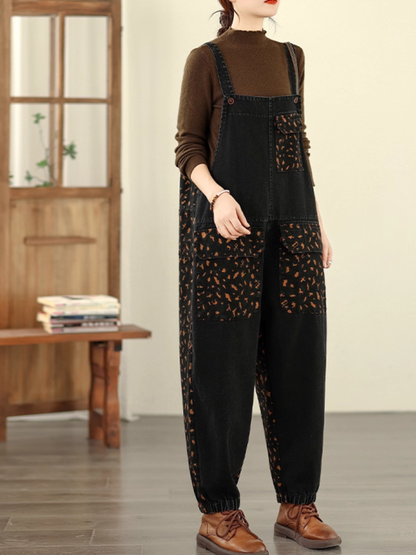 Vintage Women's Cotton Denim Overalls with Elastic hems | Eva Trends