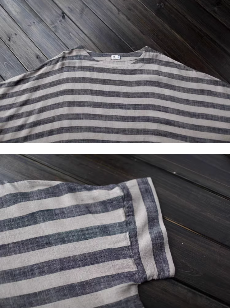 Women's Summer Beautiful Retro Loose Striped Kaftan Style Dress