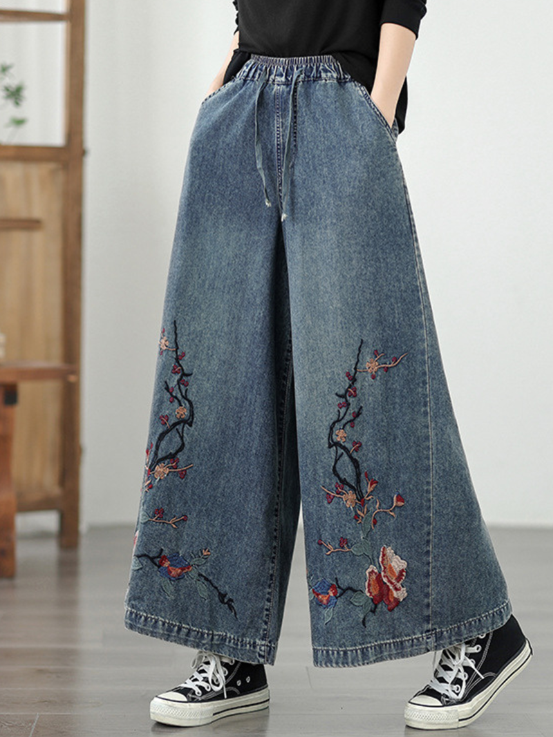 Women's Stylish and Comfortable Embroidery Loose Bottom