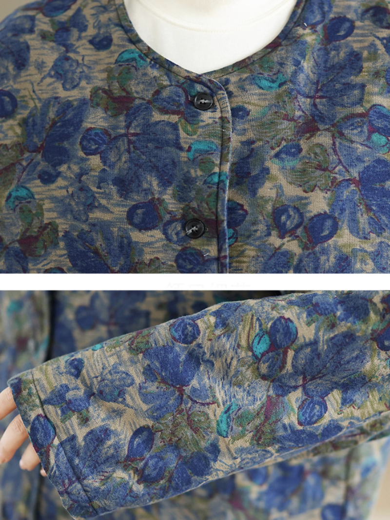 Vintage Floral Padded Jacket – Cozy, Loose-Fit Winter Outerwear
