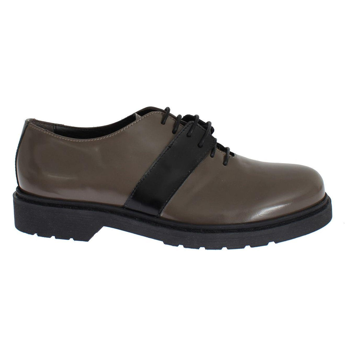 AI_ Gray Brown Leather Laceups Shoes