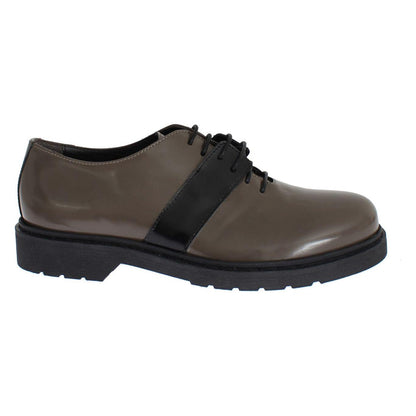 AI_ Gray Brown Leather Laceups Shoes