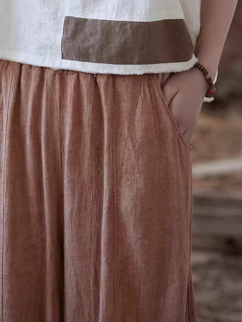 Women’s Wide-Leg Cotton Blend Balloon Pants with Pockets, Minimal Chic