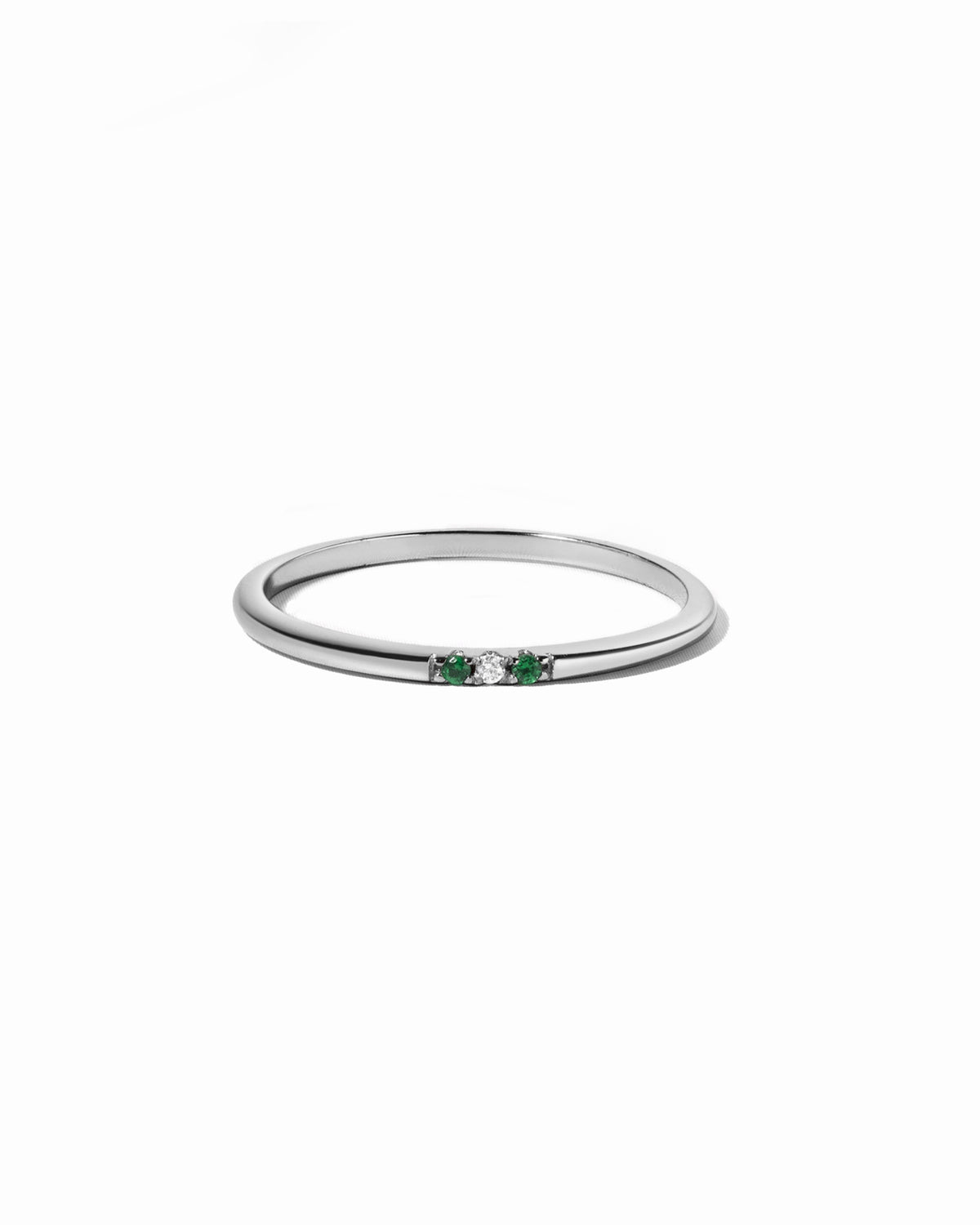 Emerald 3 Stone Diamond Ring