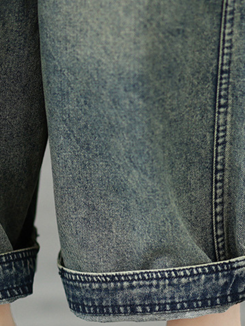 Relaxed Utility Denim Overalls with Cargo Pockets and Adjustable Straps for Women