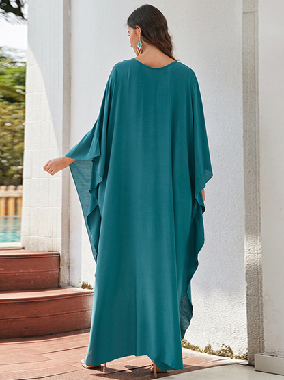 Women's Generous Loose Large Size Solid Color Kaftan Dress