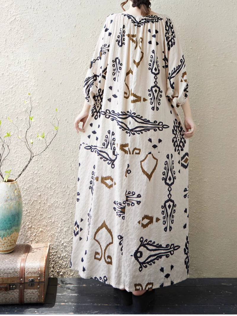 Women's  Summer Beautiful Ethnic Style Printed  Kaftan Dress