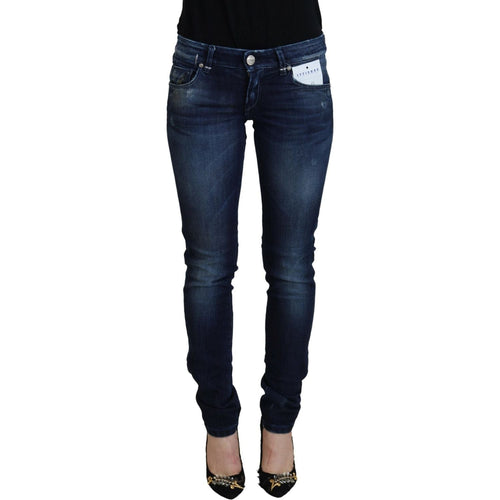 Acht Blue Cotton Low Waist Slim Fit Women Casual Denim Jeans