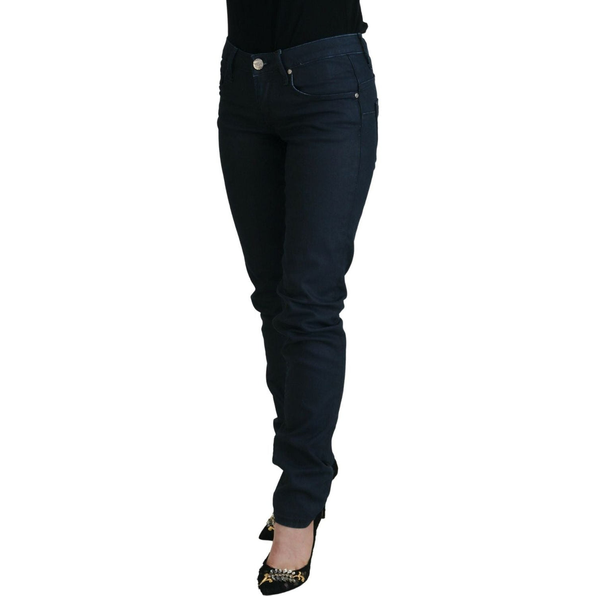 Acht Blue Cotton Skinny Low Waist Women Casual Denim Jeans