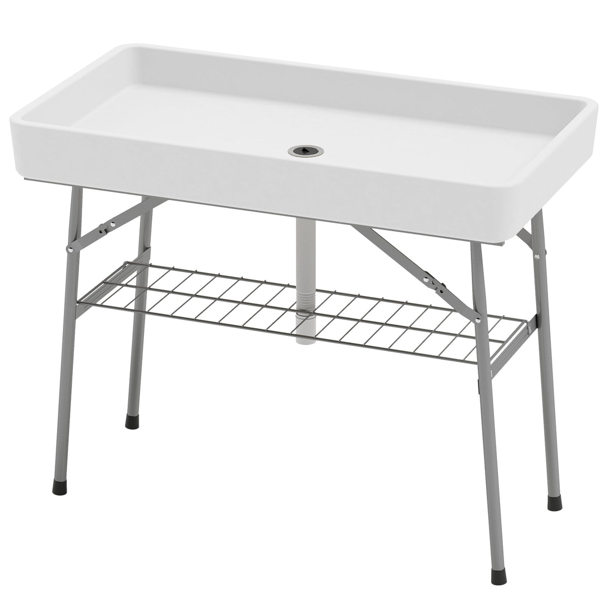 Folding Ice Cooler Table with Drain & Storage Shelf | Outdoor Drink Cooler for Parties & BBQ