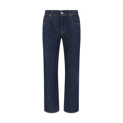 7FOR Blue Cotton Straight-Leg Jeans