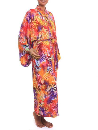 Printed Different Colors Rayon Long Length Gown Kimono Duster Robe