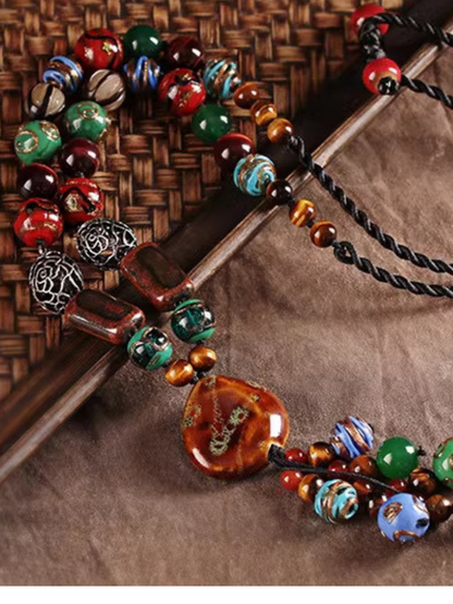 Women's Summer Boho Chic Crystal Pendant Necklace