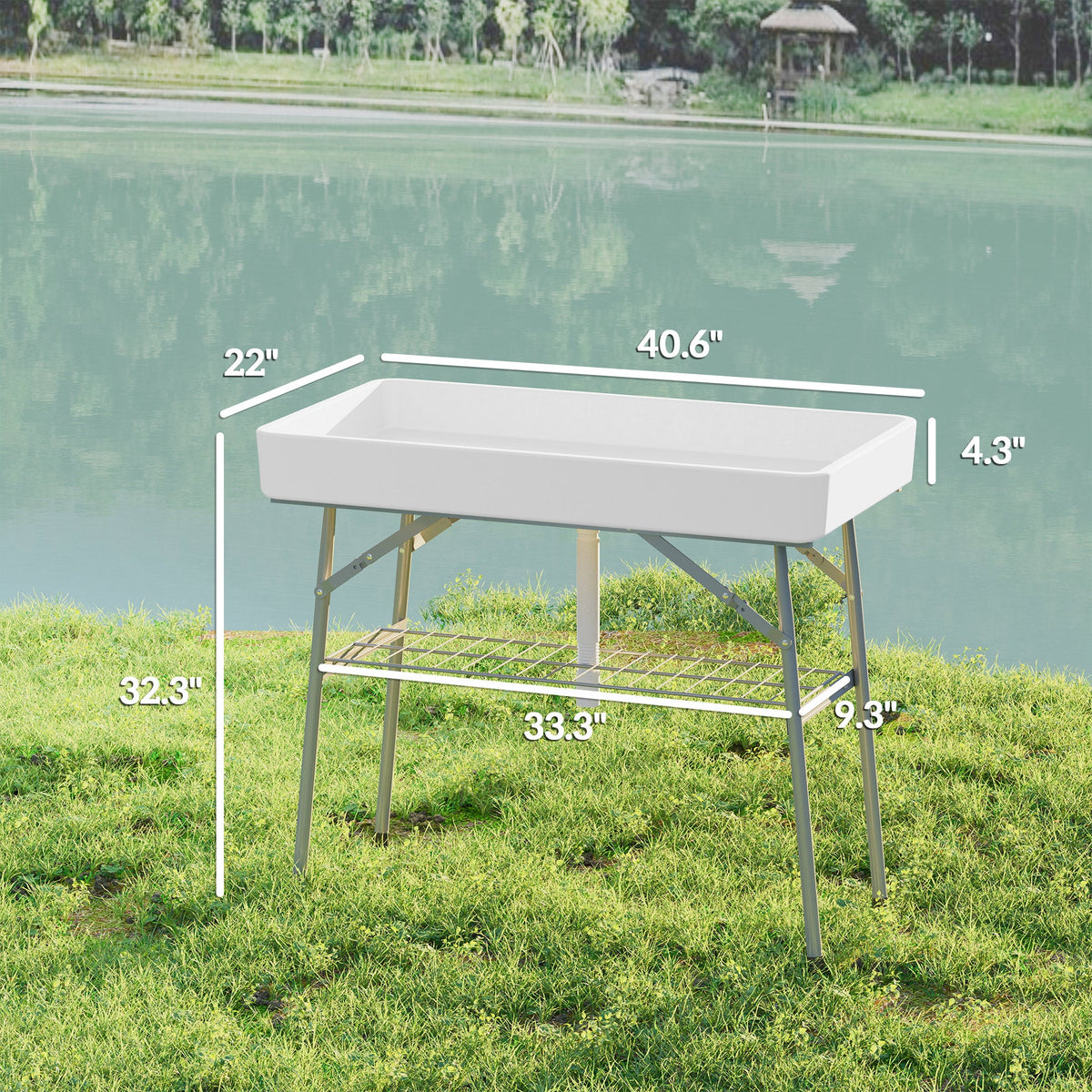 Folding Ice Cooler Table with Drain & Storage Shelf | Outdoor Drink Cooler for Parties & BBQ