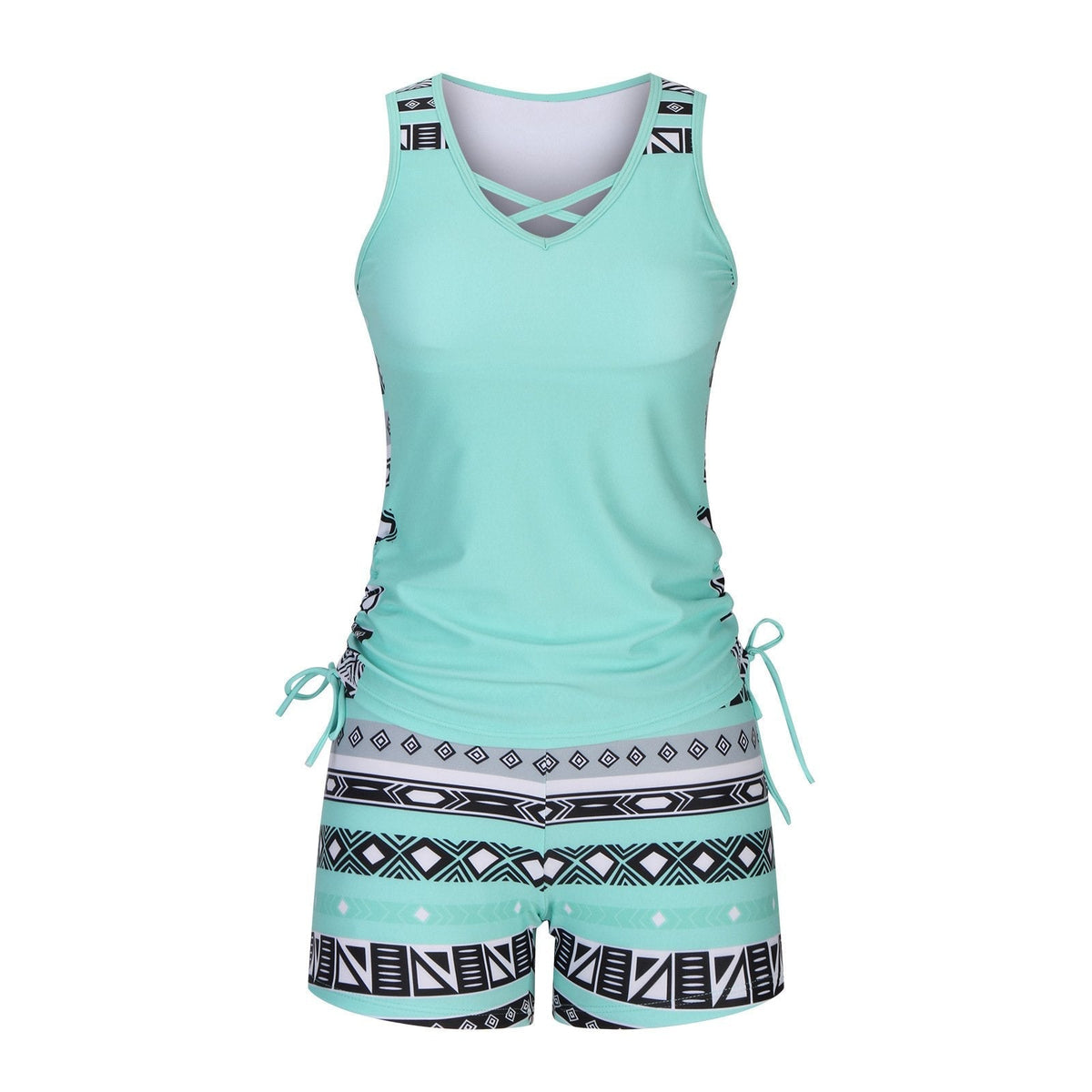 Women's Tummy Control Tankini Set with Built-In Bra ‚Äì Flattering Boho Swimwear with Shortsüíù
