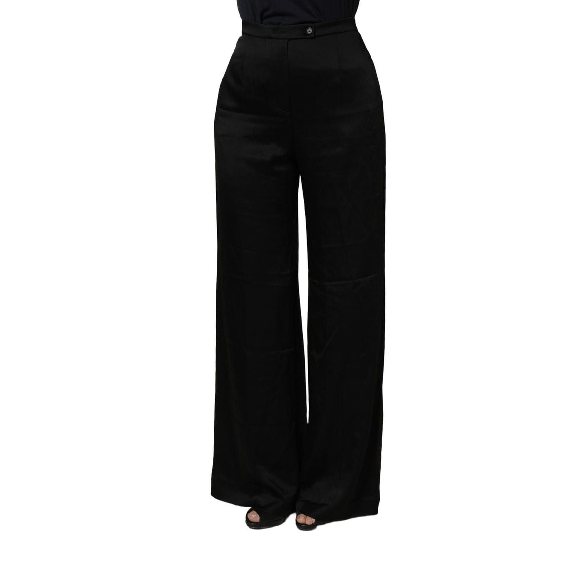 Alberta Ferretti Black HighWaist WideLeg Women Trouser Pants