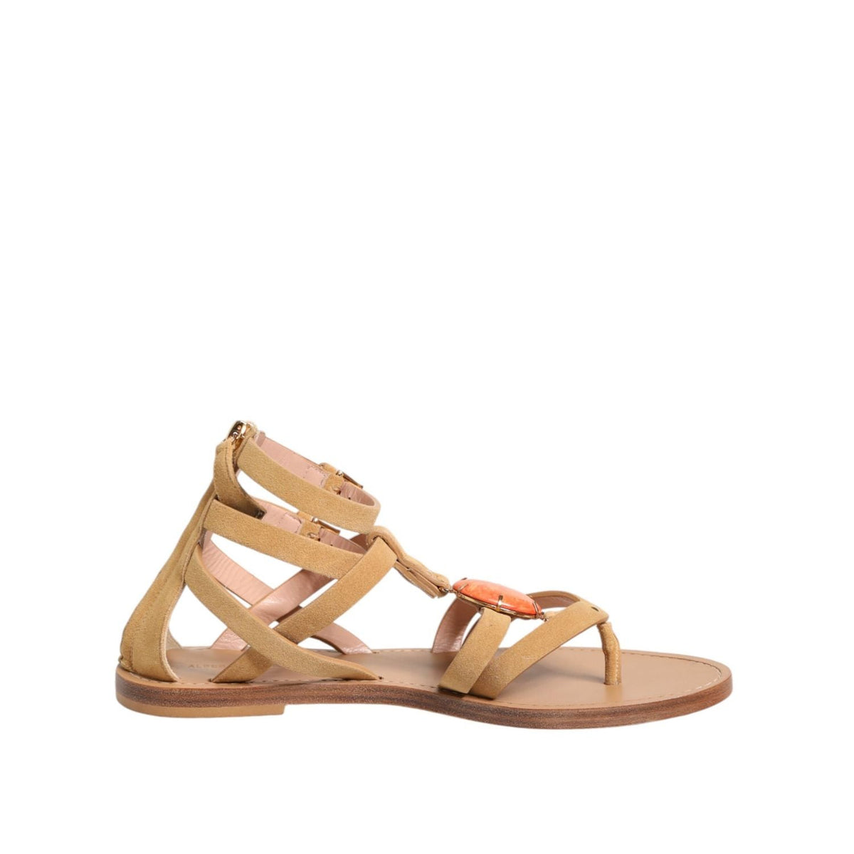 Alberta Ferretti Brown Flip Flops Zipper Ankle Strap Shoes