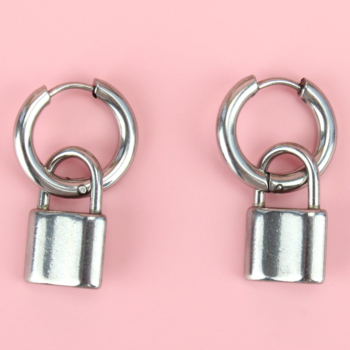 Small Padlock Hoop Earrings
