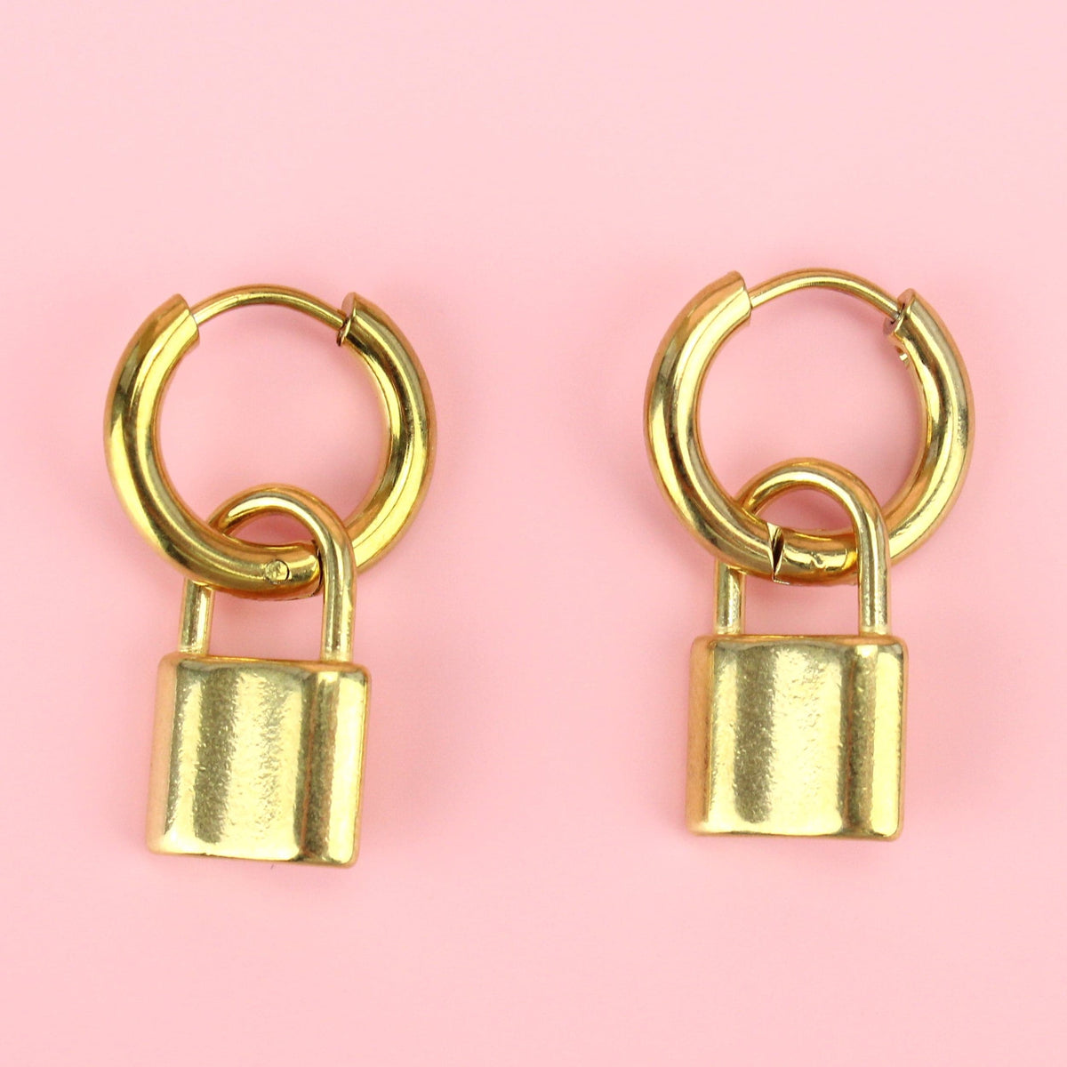 Small Padlock Hoop Earrings (Gold Plated)
